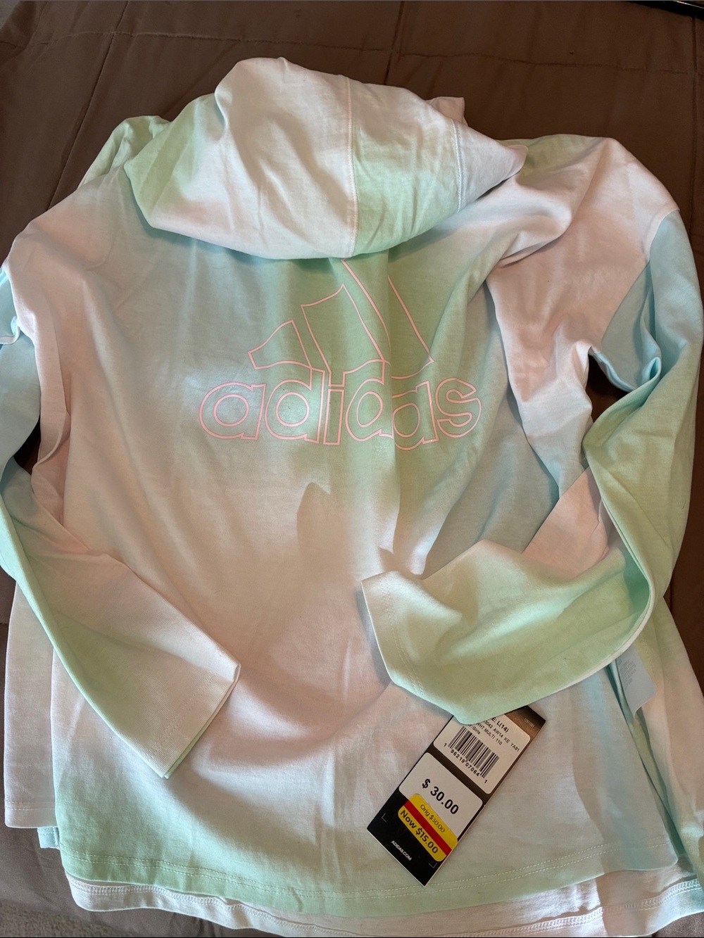adidas Mint Green and White Tie-Dye Hoodie size L-14